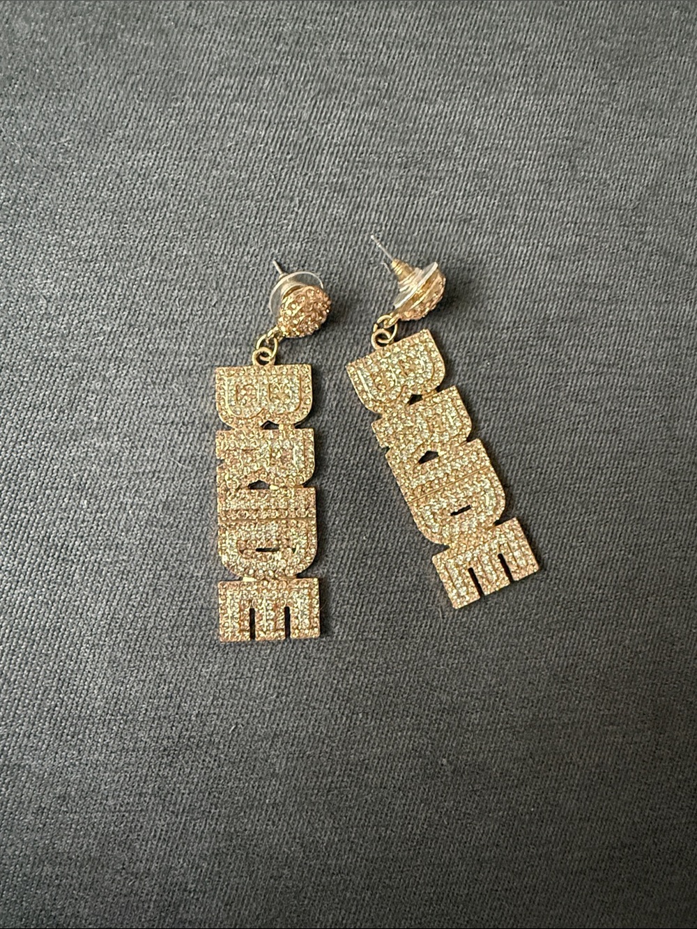 Gold-Tone 'BRIDE' Drop Earrings - Fashion Jewelry